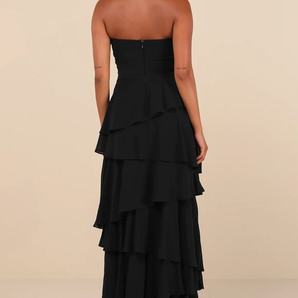 Lulus Gorgeous Essence Black Strapless Tiered Maxi Dress - Size 3X - Picture 2 of 3